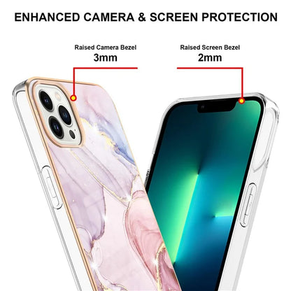 YB IMD Series-16 Style-E For iPhone 16 Pro Phone Case IMD Marble Pattern TPU Back Cover