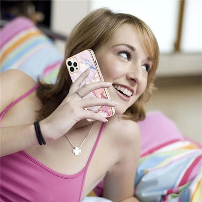 YB IMD Series-16 Style-E For iPhone 16 Pro Phone Case IMD Marble Pattern TPU Back Cover