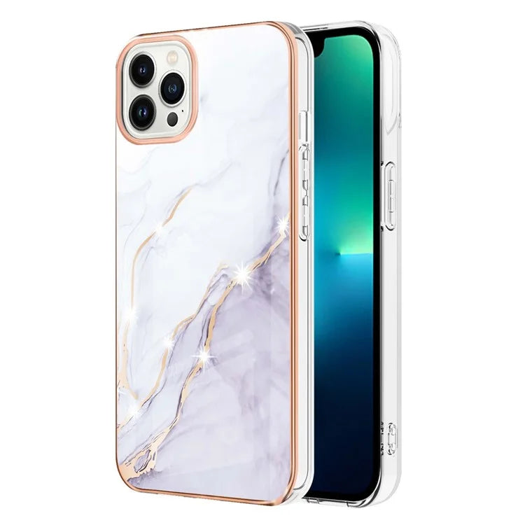 YB IMD Series-16 Style-E For iPhone 16 Pro Phone Case IMD Marble Pattern TPU Back Cover