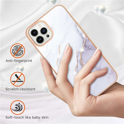 YB IMD Series-16 Style-E For iPhone 16 Pro Phone Case IMD Marble Pattern TPU Back Cover