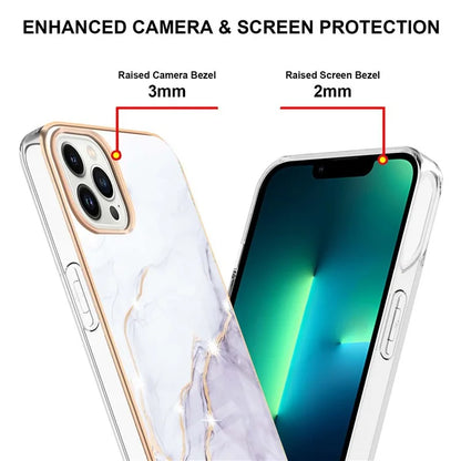 YB IMD Series-16 Style-E For iPhone 16 Pro Phone Case IMD Marble Pattern TPU Back Cover