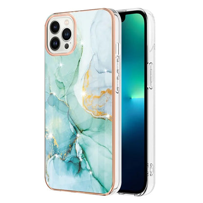 YB IMD Series-16 Style-E For iPhone 16 Pro Phone Case IMD Marble Pattern TPU Back Cover