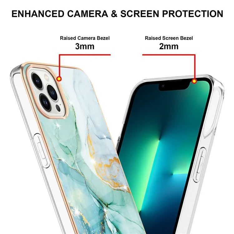 YB IMD Series-16 Style-E For iPhone 16 Pro Phone Case IMD Marble Pattern TPU Back Cover