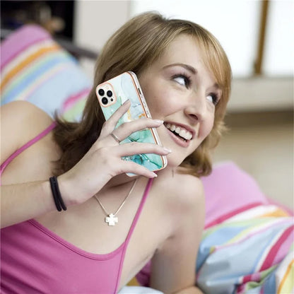 YB IMD Series-16 Style-E For iPhone 16 Pro Phone Case IMD Marble Pattern TPU Back Cover