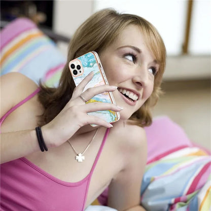 YB IMD Series-16 Style-E For iPhone 16 Pro Phone Case IMD Marble Pattern TPU Back Cover