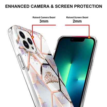 YB IMD Series-16 Style-E For iPhone 16 Pro Max Case IMD Marble Flower Pattern TPU Phone Cover