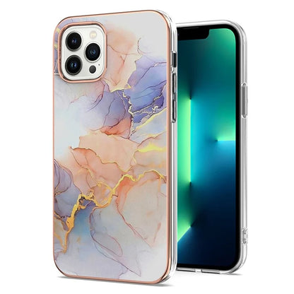 YB IMD Series-16 Style-E For iPhone 16 Pro Max Case IMD Marble Flower Pattern TPU Phone Cover
