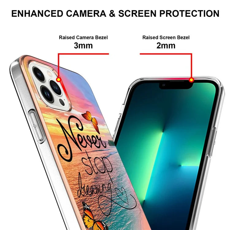 YB IMD Series-16 Style-E For iPhone 16 Pro Max Case IMD Marble Flower Pattern TPU Phone Cover