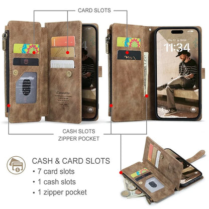 CASEME C30 Series for iPhone 16 Case PU Leather 7 Card Slots Wallet Phone Cover