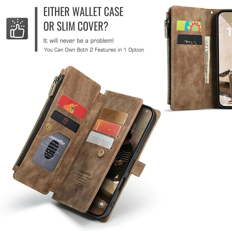 CASEME C30 Series for iPhone 16 Case PU Leather 7 Card Slots Wallet Phone Cover