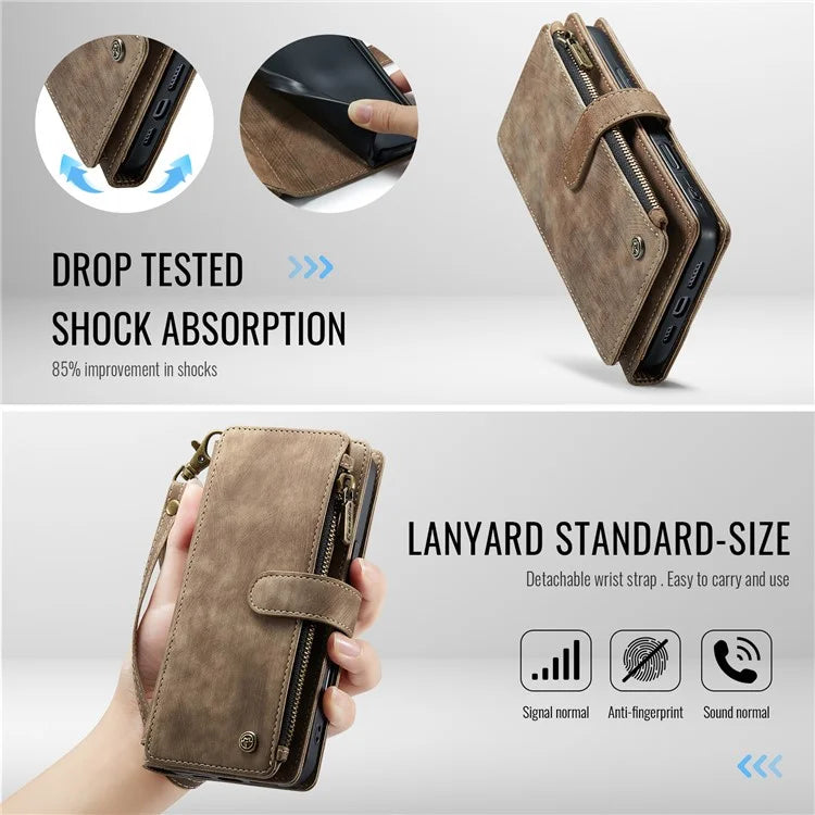 CASEME C30 Series for iPhone 16 Case PU Leather 7 Card Slots Wallet Phone Cover