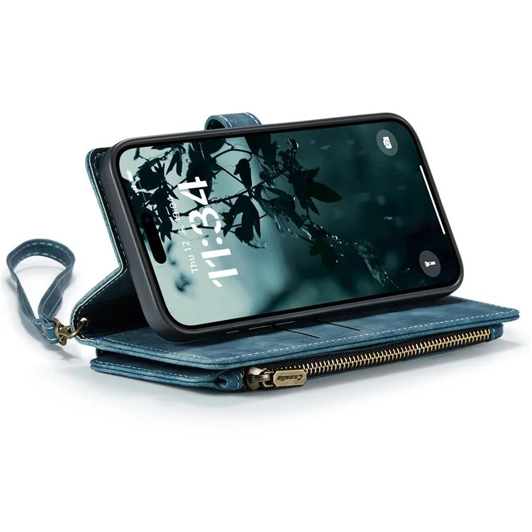CASEME C30 Series for iPhone 16 Case PU Leather 7 Card Slots Wallet Phone Cover