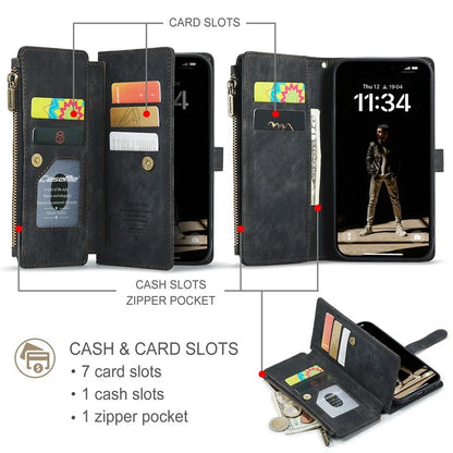 CASEME C30 Series for iPhone 16 Case PU Leather 7 Card Slots Wallet Phone Cover