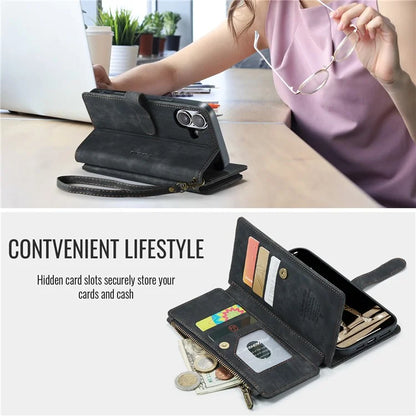 CASEME C30 Series for iPhone 16 Case PU Leather 7 Card Slots Wallet Phone Cover