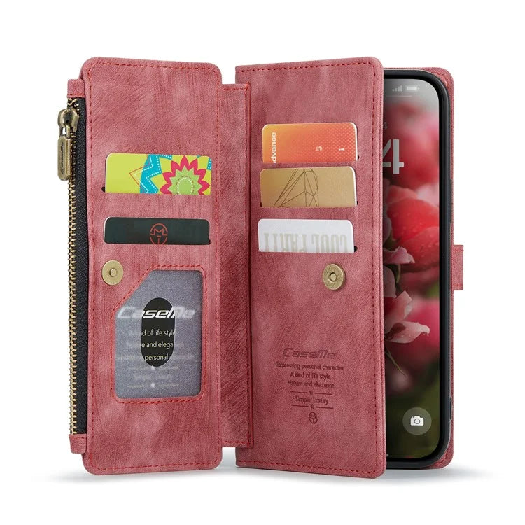 CASEME C30 Series for iPhone 16 Case PU Leather 7 Card Slots Wallet Phone Cover