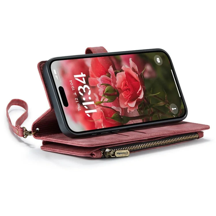 CASEME C30 Series for iPhone 16 Case PU Leather 7 Card Slots Wallet Phone Cover