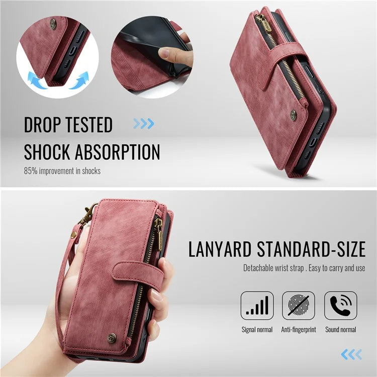 CASEME C30 Series for iPhone 16 Case PU Leather 7 Card Slots Wallet Phone Cover