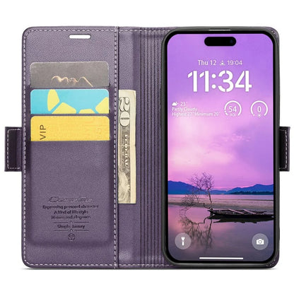 CASEME 023 Series For iPhone 16 Plus Case RFID Blocking Glossy Stand Phone Cover
