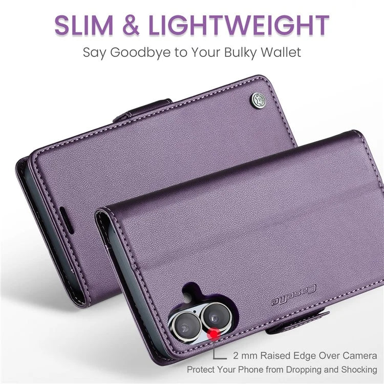 CASEME 023 Series For iPhone 16 Plus Case RFID Blocking Glossy Stand Phone Cover