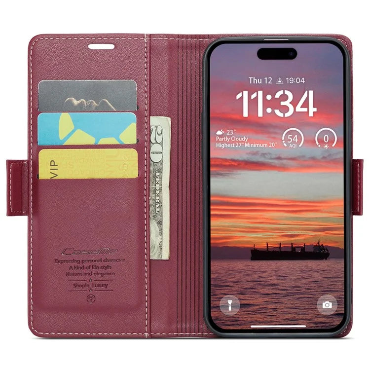 CASEME 023 Series For iPhone 16 Plus Case RFID Blocking Glossy Stand Phone Cover