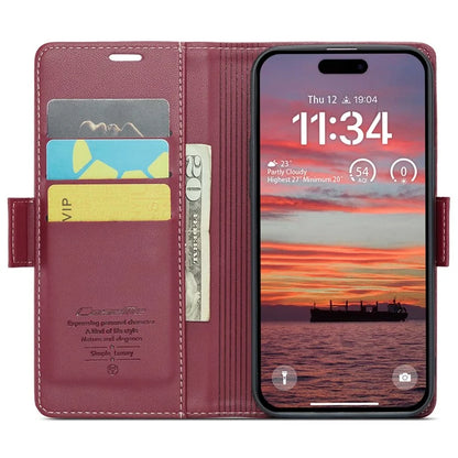 CASEME 023 Series For iPhone 16 Plus Case RFID Blocking Glossy Stand Phone Cover
