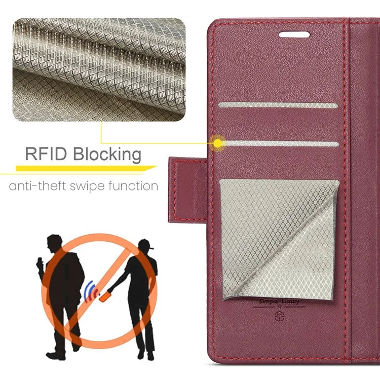 CASEME 023 Series For iPhone 16 Plus Case RFID Blocking Glossy Stand Phone Cover