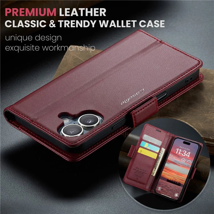 CASEME 023 Series For iPhone 16 Plus Case RFID Blocking Glossy Stand Phone Cover
