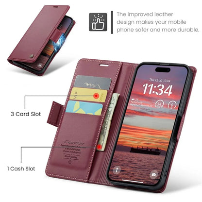 CASEME 023 Series For iPhone 16 Plus Case RFID Blocking Glossy Stand Phone Cover