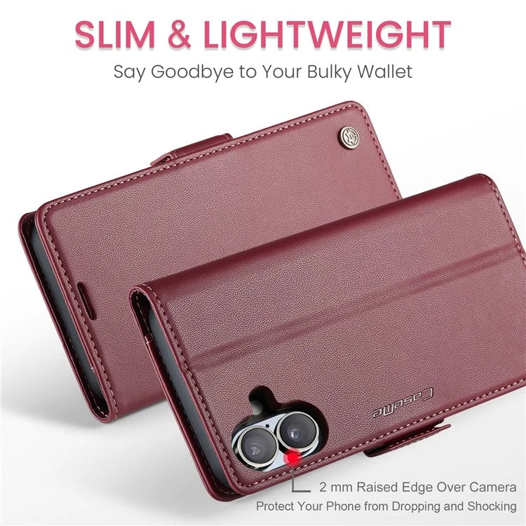 CASEME 023 Series For iPhone 16 Plus Case RFID Blocking Glossy Stand Phone Cover