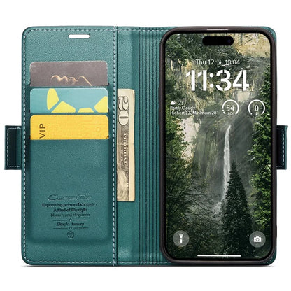 CASEME 023 Series For iPhone 16 Plus Case RFID Blocking Glossy Stand Phone Cover