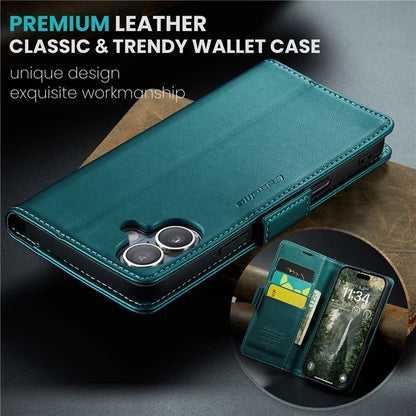 CASEME 023 Series For iPhone 16 Plus Case RFID Blocking Glossy Stand Phone Cover