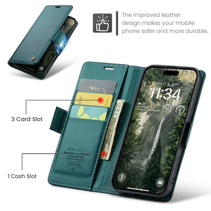 CASEME 023 Series For iPhone 16 Plus Case RFID Blocking Glossy Stand Phone Cover