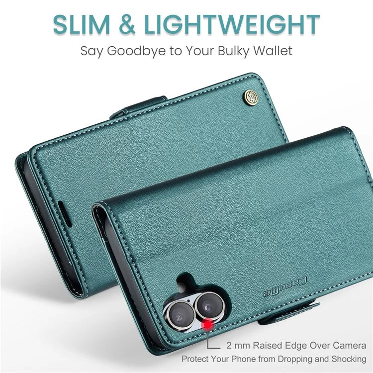 CASEME 023 Series For iPhone 16 Plus Case RFID Blocking Glossy Stand Phone Cover