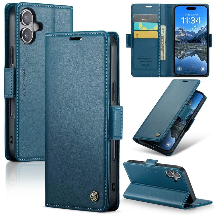 CASEME 023 Series For iPhone 16 Plus Case RFID Blocking Glossy Stand Phone Cover