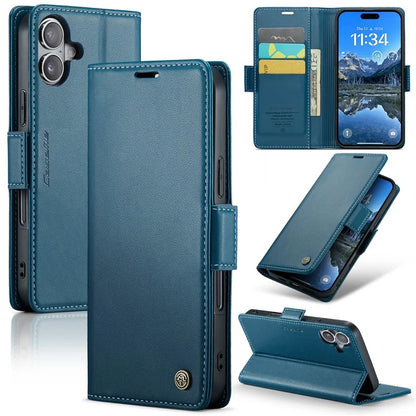 CASEME 023 Series For iPhone 16 Plus Case RFID Blocking Glossy Stand Phone Cover