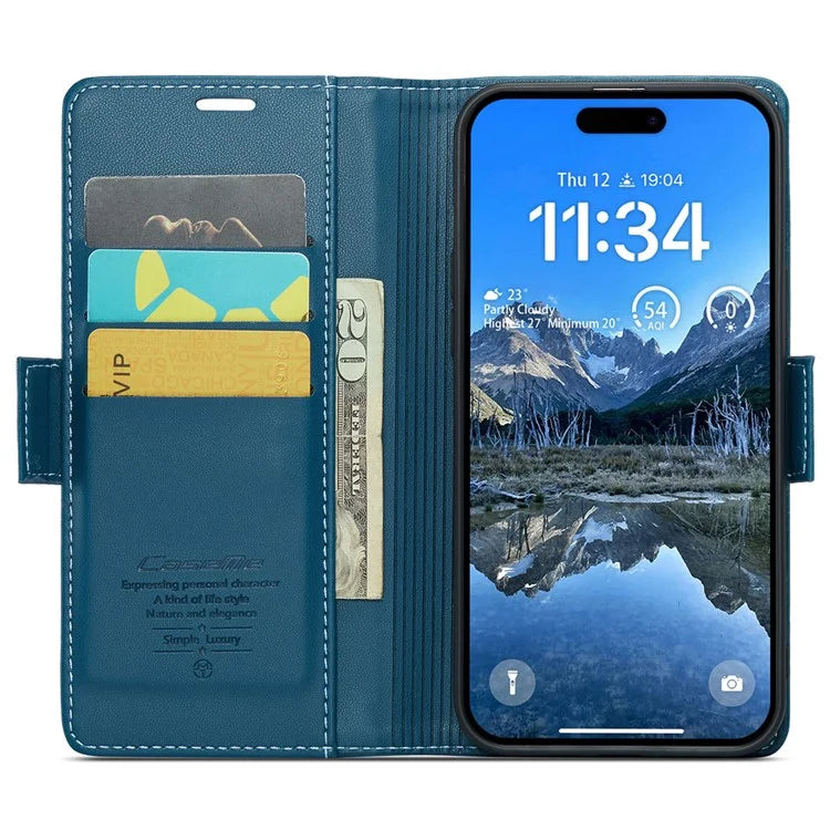 CASEME 023 Series For iPhone 16 Plus Case RFID Blocking Glossy Stand Phone Cover