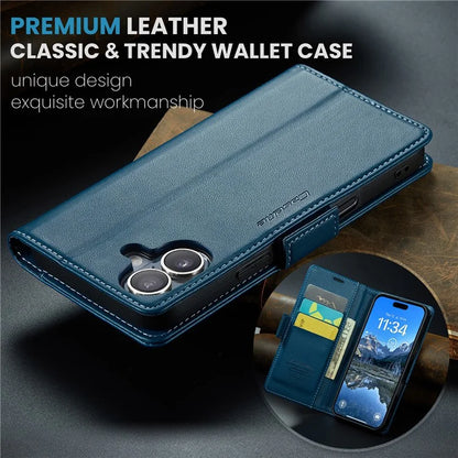 CASEME 023 Series For iPhone 16 Plus Case RFID Blocking Glossy Stand Phone Cover