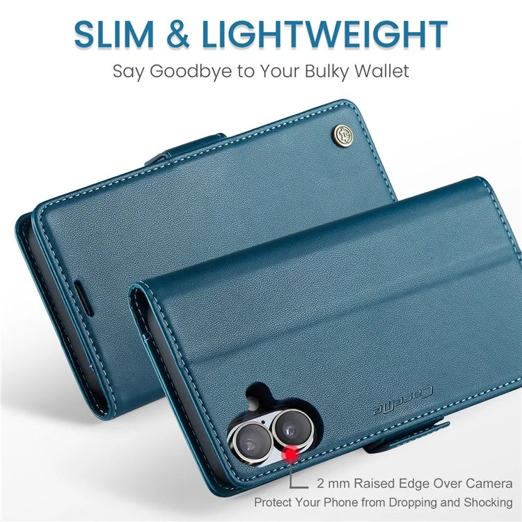 CASEME 023 Series For iPhone 16 Plus Case RFID Blocking Glossy Stand Phone Cover