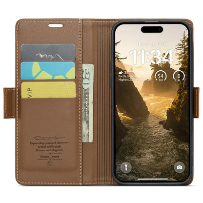 CASEME 023 Series For iPhone 16 Plus Case RFID Blocking Glossy Stand Phone Cover