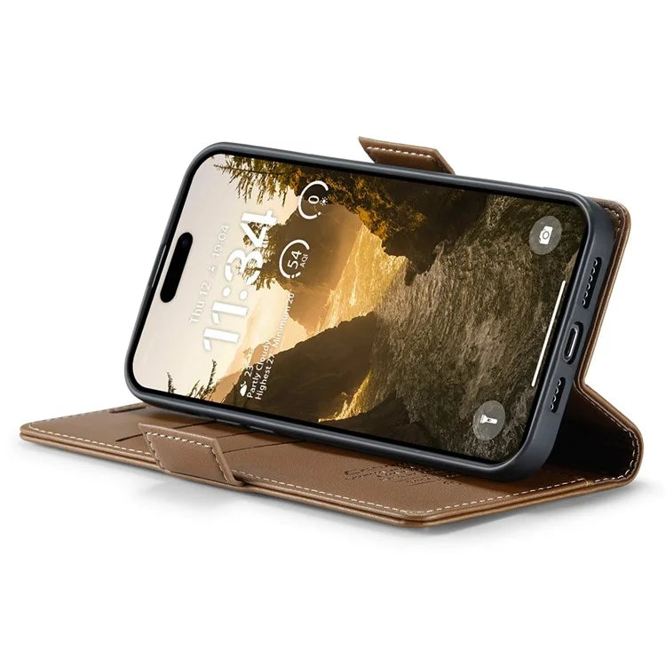 CASEME 023 Series For iPhone 16 Plus Case RFID Blocking Glossy Stand Phone Cover