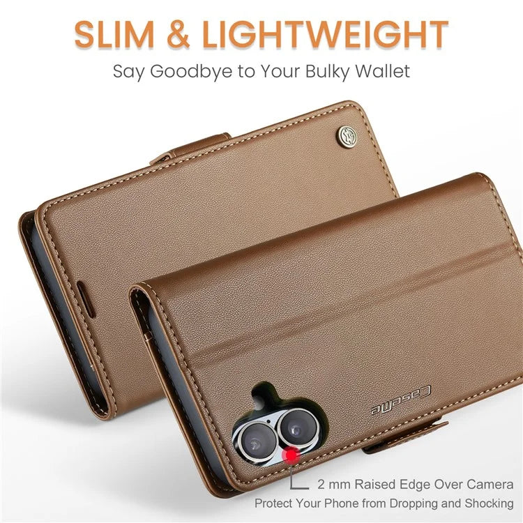 CASEME 023 Series For iPhone 16 Plus Case RFID Blocking Glossy Stand Phone Cover