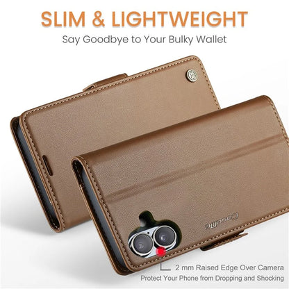 CASEME 023 Series For iPhone 16 Plus Case RFID Blocking Glossy Stand Phone Cover