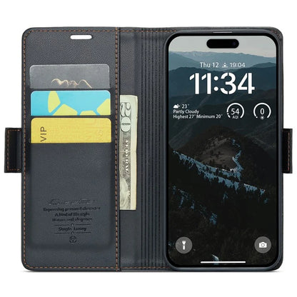 CASEME 023 Series For iPhone 16 Plus Case RFID Blocking Glossy Stand Phone Cover