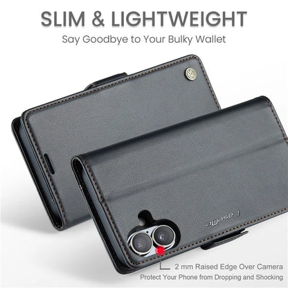 CASEME 023 Series For iPhone 16 Plus Case RFID Blocking Glossy Stand Phone Cover