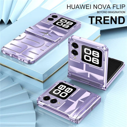 For Huawei nova Flip 5G Case Hard PC Electroplating Phone Cover with Hinge Protection