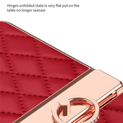 For Huawei nova Flip 5G Case Ring Holder Rhombus Leather+PC Phone Cover
