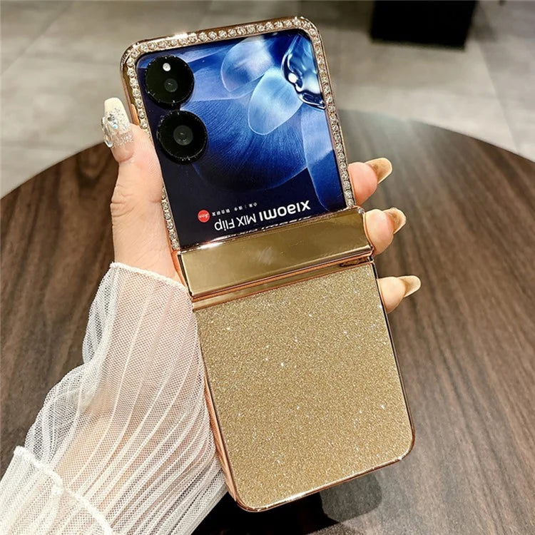 For Xiaomi Mix Flip 5G Case Hinge Protection Rhinestone Glitter PC Phone Cover