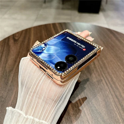 For Xiaomi Mix Flip 5G Case Hinge Protection Rhinestone Glitter PC Phone Cover