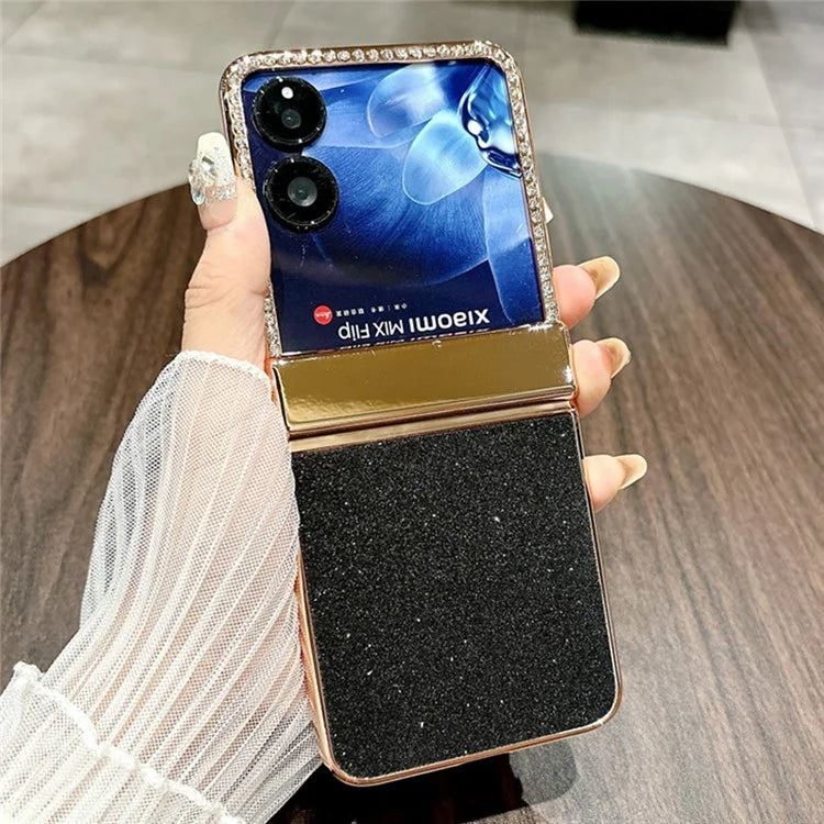For Xiaomi Mix Flip 5G Case Hinge Protection Rhinestone Glitter PC Phone Cover