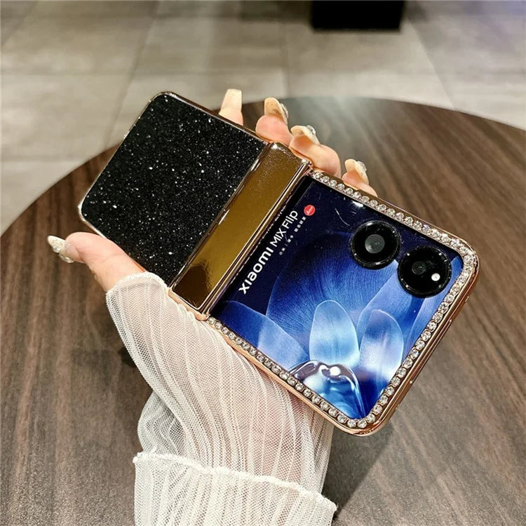 For Xiaomi Mix Flip 5G Case Hinge Protection Rhinestone Glitter PC Phone Cover